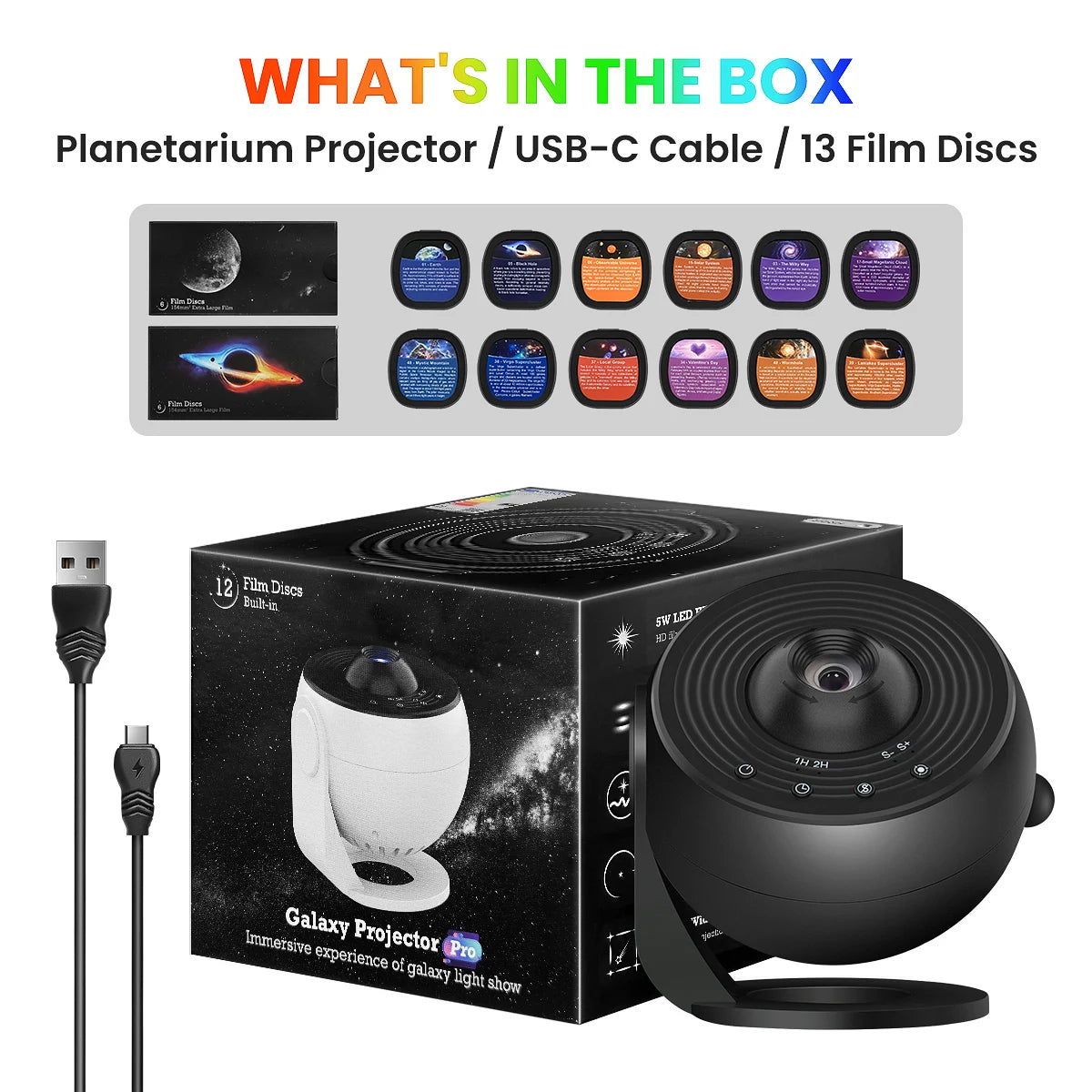 13-in-1 HD Galaxy Projector | 360° Rotation, Adjustable Focus & Auto Timer