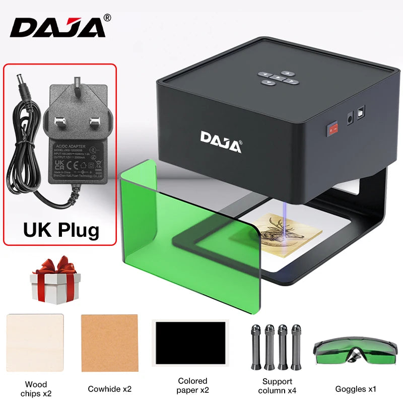 DAJA DJ6 Mini Portable Laser Engraver – 3W Bluetooth CNC for Wood, Leather & Metal