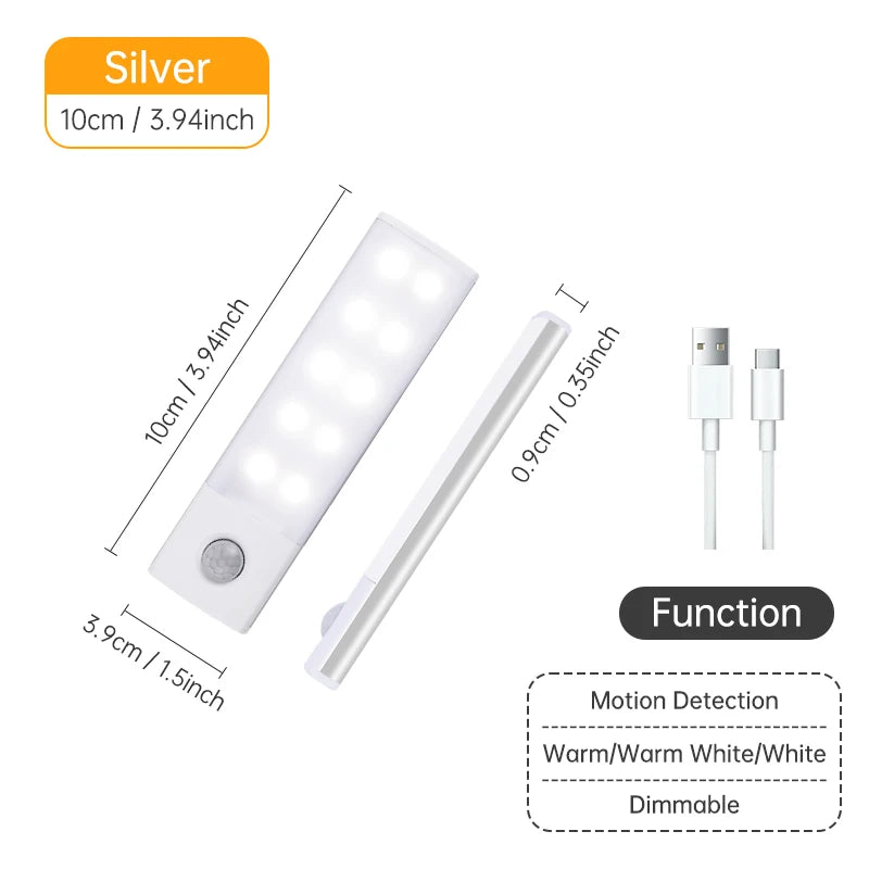 Magnetic LED Under-Cabinet Light with Motion Sensor | USB Rechargeable