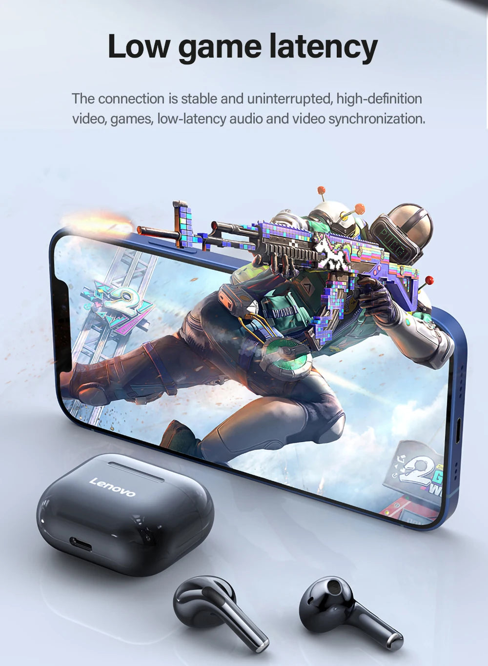Lenovo LP40 TWS Wireless Earbuds – Bluetooth 5.0 In-Ear Headphones with Mic
