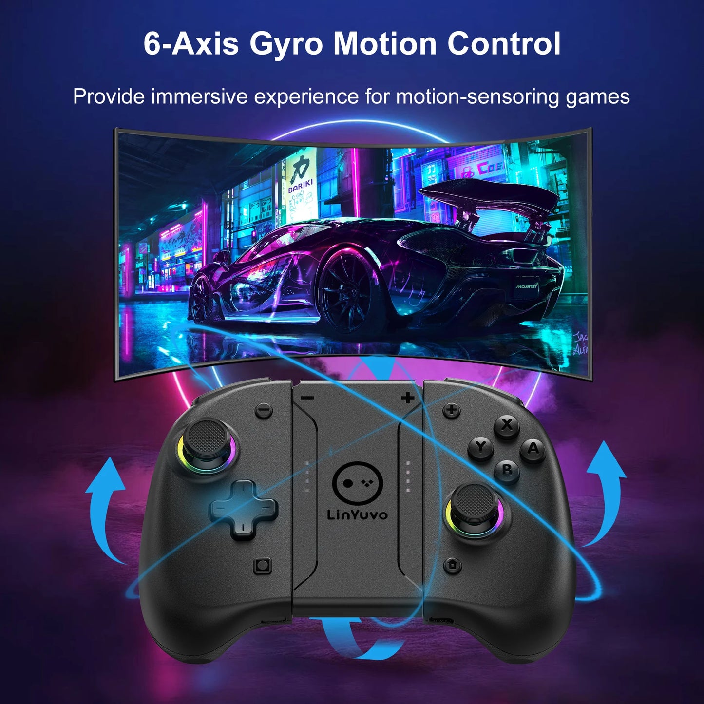 AyeBeau Wireless Controller for Nintendo Switch, OLED & Lite – Hall Effect Joysticks, Gyro, RGB