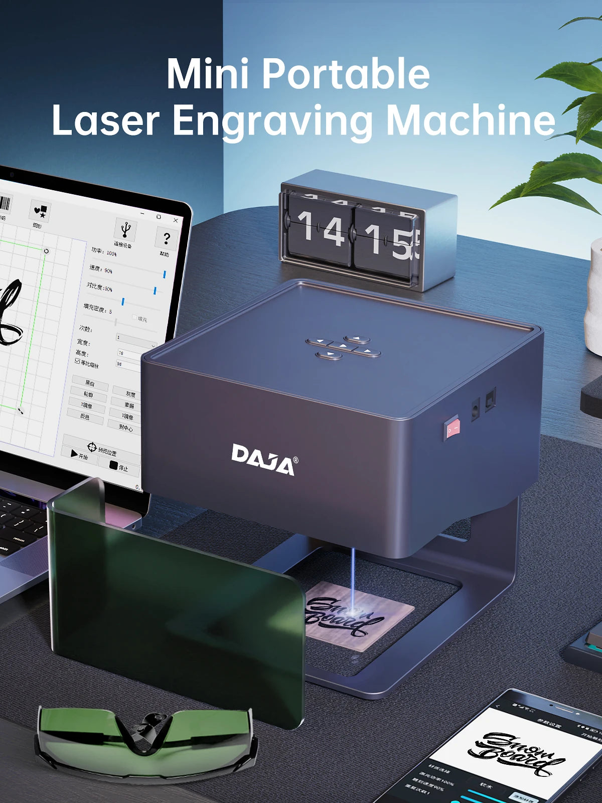 DAJA DJ6 Mini Portable Laser Engraver – 3W Bluetooth CNC for Wood, Leather & Metal
