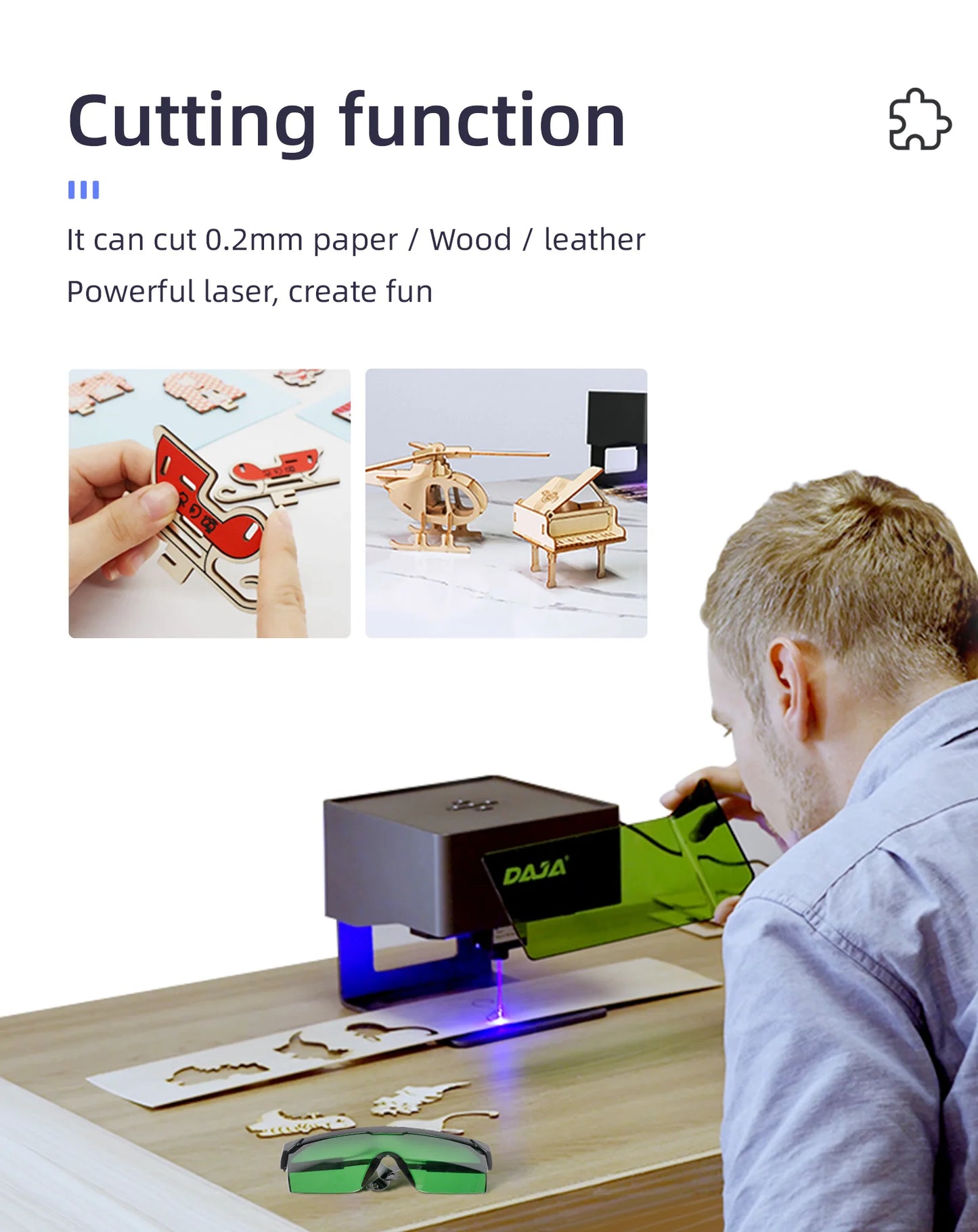 DAJA DJ6 Mini Portable Laser Engraver – 3W Bluetooth CNC for Wood, Leather & Metal