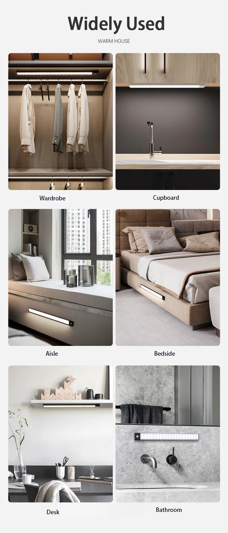 Magnetic LED Under-Cabinet Light with Motion Sensor | USB Rechargeable