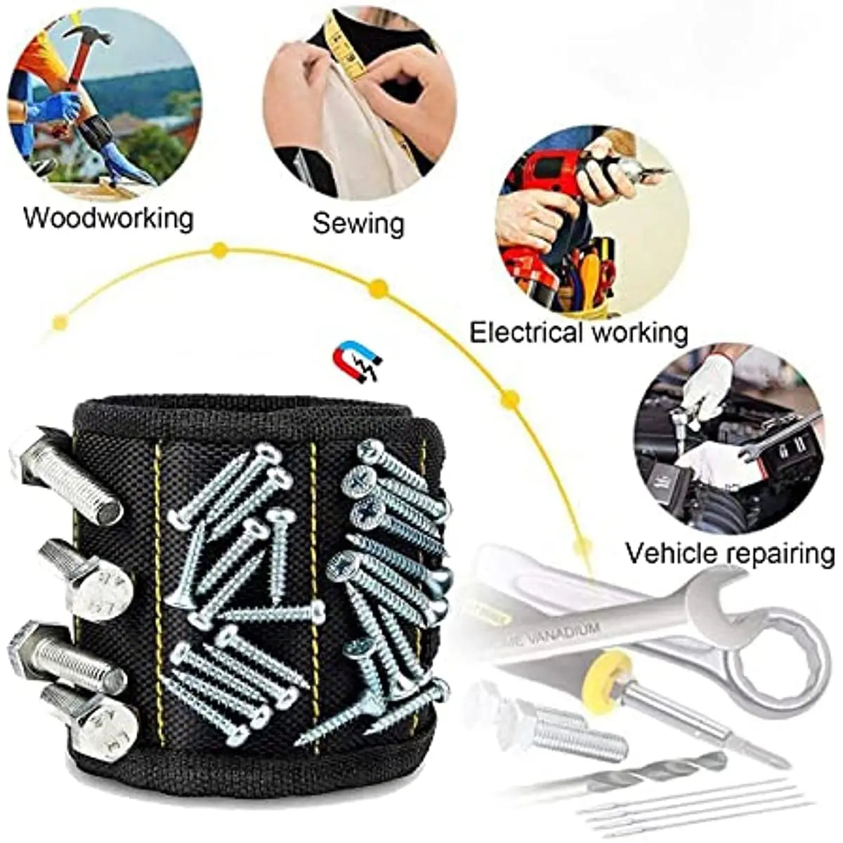 Magnetic Wristband Tool Holder – Holds Screws, Nails & Drill Bits