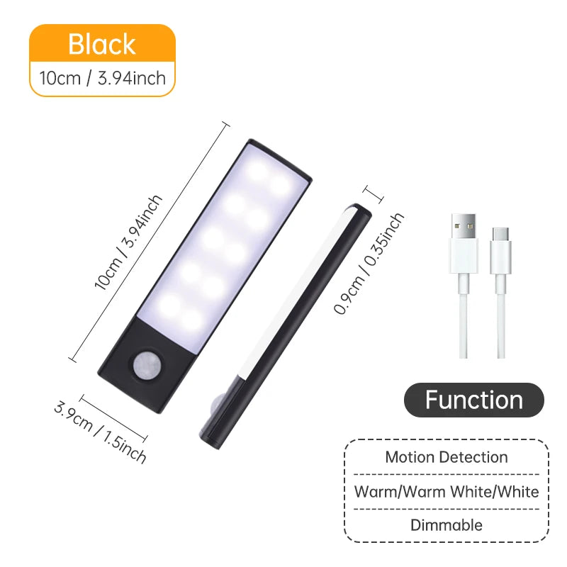 Magnetic LED Under-Cabinet Light with Motion Sensor | USB Rechargeable