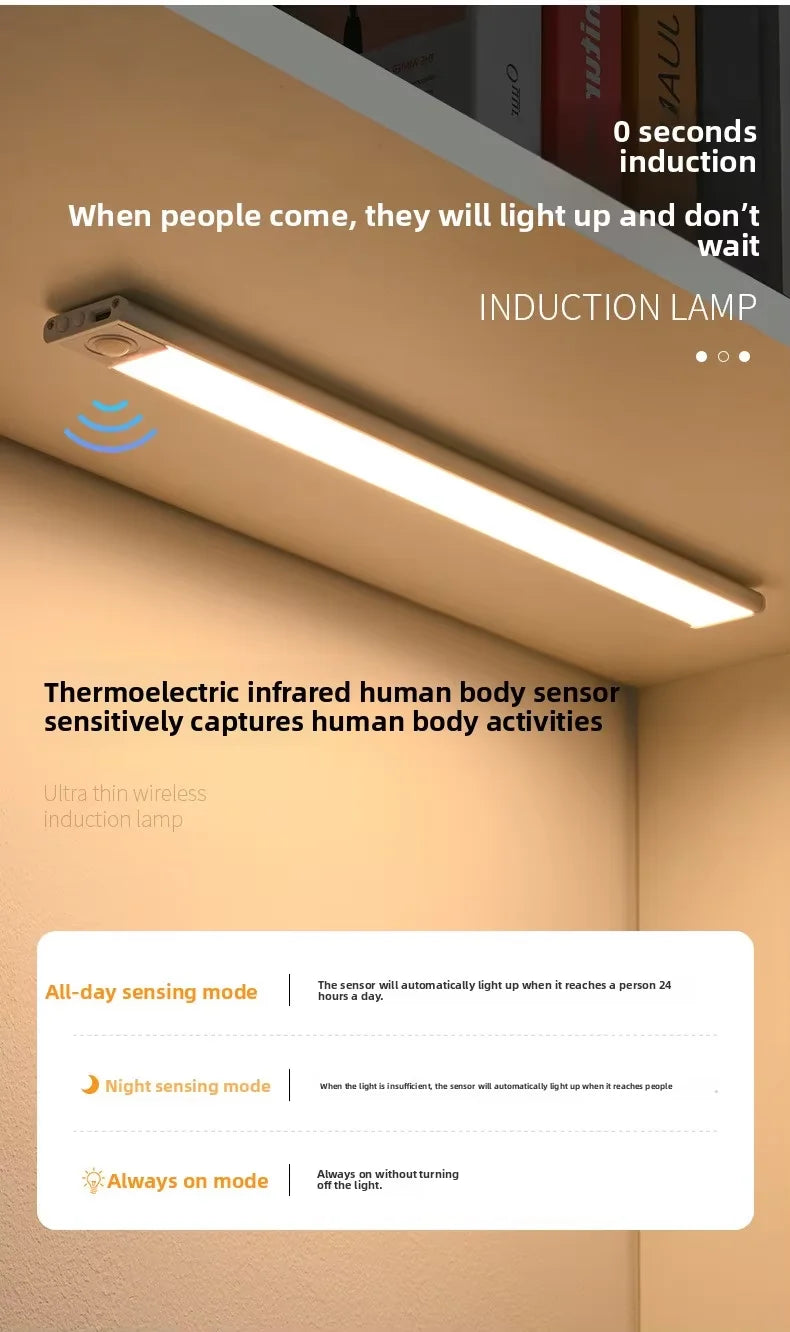 Magnetic LED Under Cabinet Light – Motion Sensor & Rechargeable