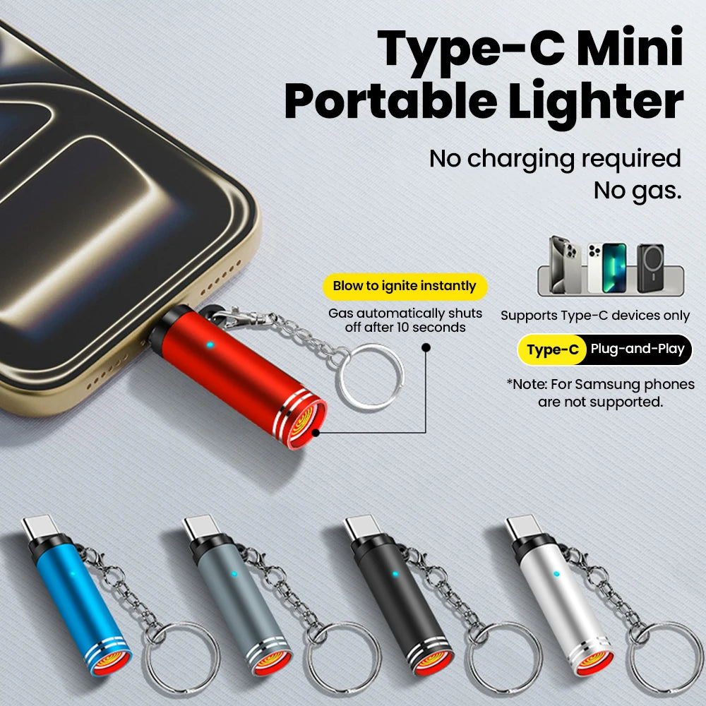 Mini Type-C Aansteker – USB-C Elektrische Aansteker voor iPhone & Android