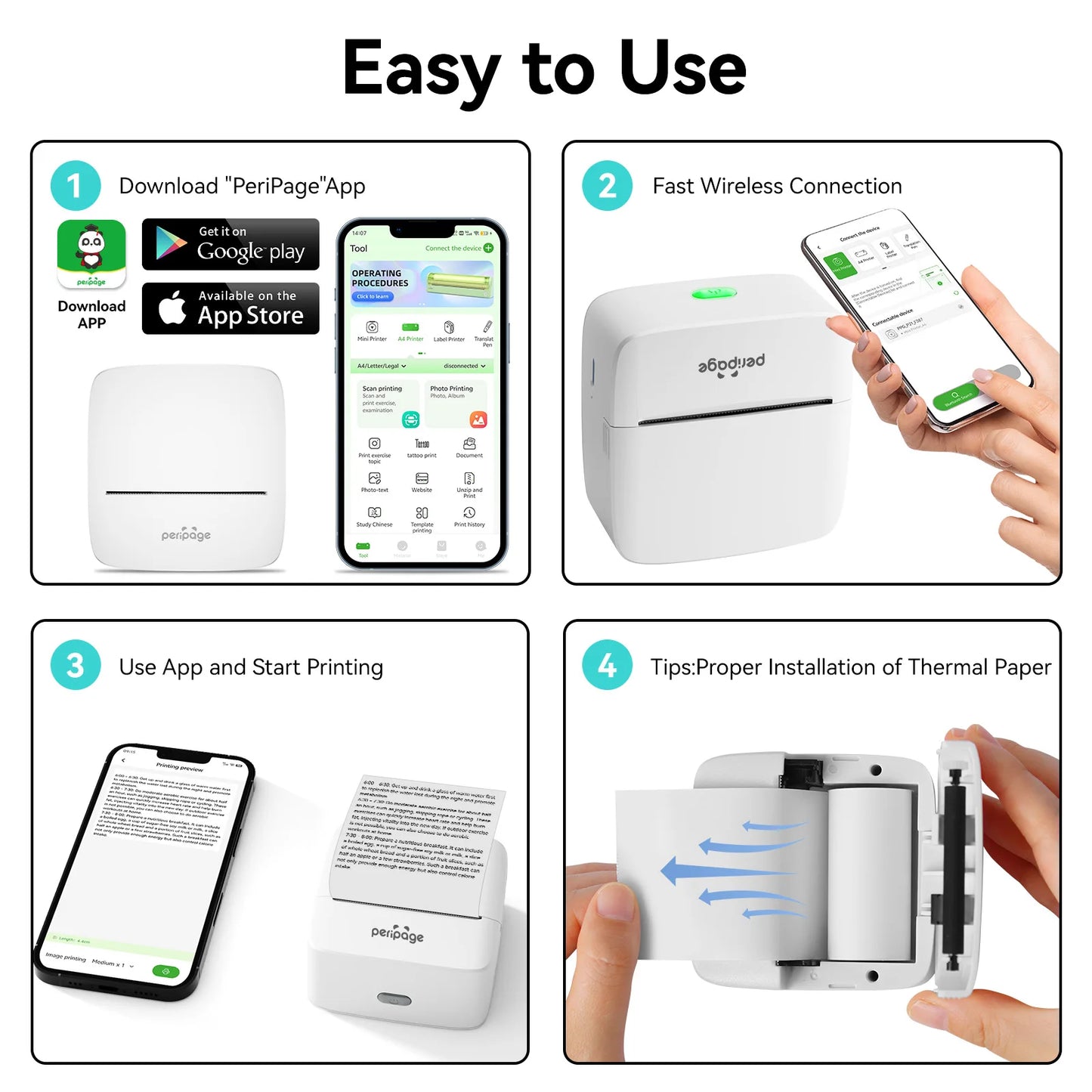 PeriPage Mini Printer, Small Photo Printer for Study Photos Notes,Thermal Sticker Printers Compatible with IOS/Android