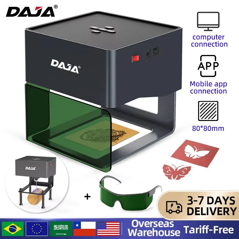 DAJA DJ6 Mini Portable Laser Engraver – 3W Bluetooth CNC for Wood, Leather & Metal