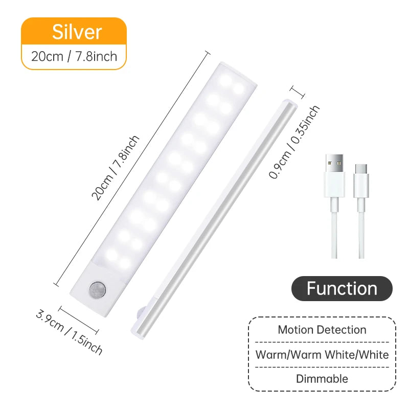 Magnetic LED Under-Cabinet Light with Motion Sensor | USB Rechargeable