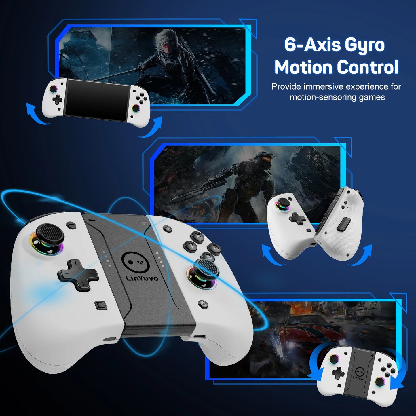 AyeBeau Wireless Controller for Nintendo Switch, OLED & Lite – Hall Effect Joysticks, Gyro, RGB