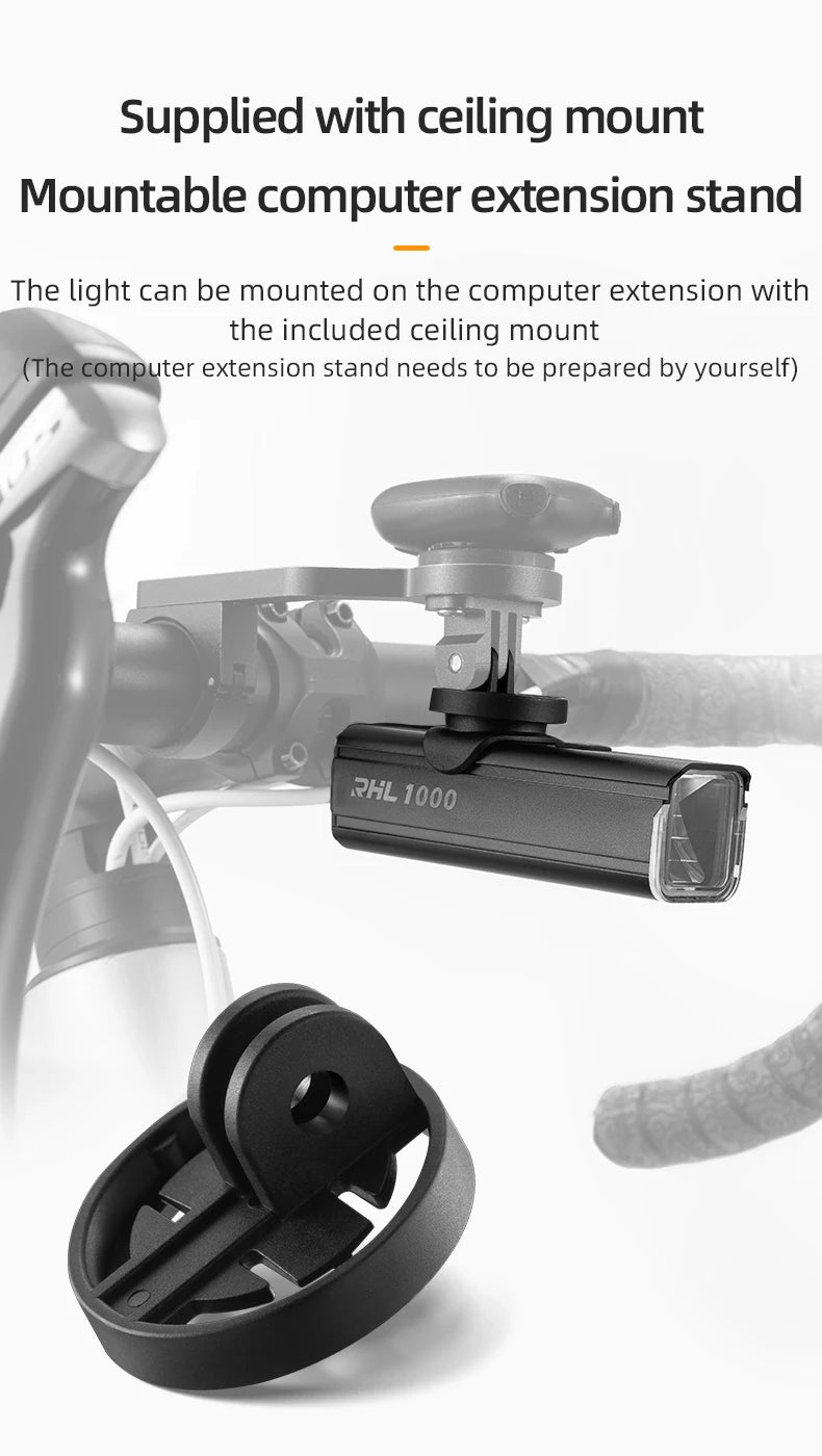 ROCKBROS RHL1000 Bike Front Light – 1000LM, IPX6, USB-C Rechargeable