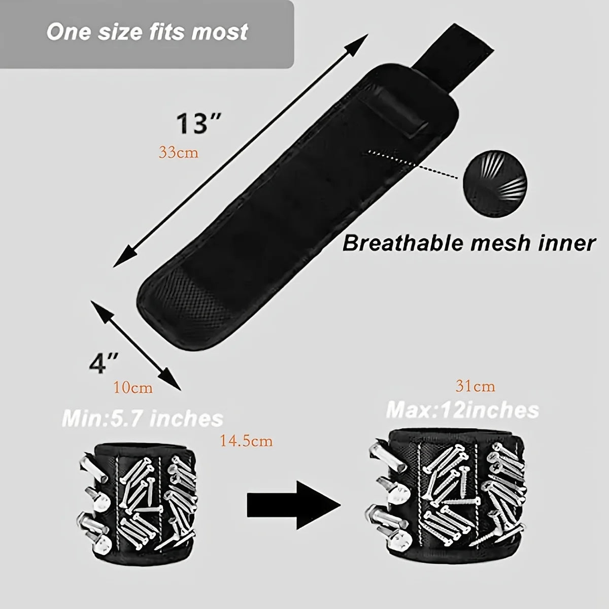 Magnetic Wristband Tool Holder – Holds Screws, Nails & Drill Bits