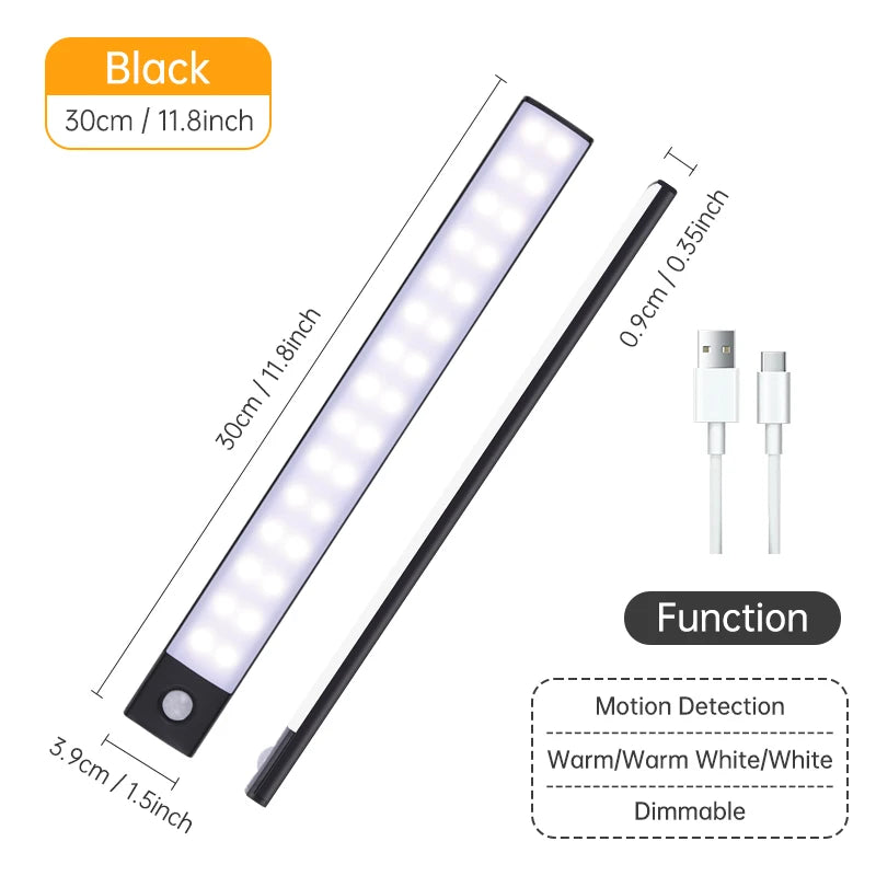 Magnetic LED Under-Cabinet Light with Motion Sensor | USB Rechargeable