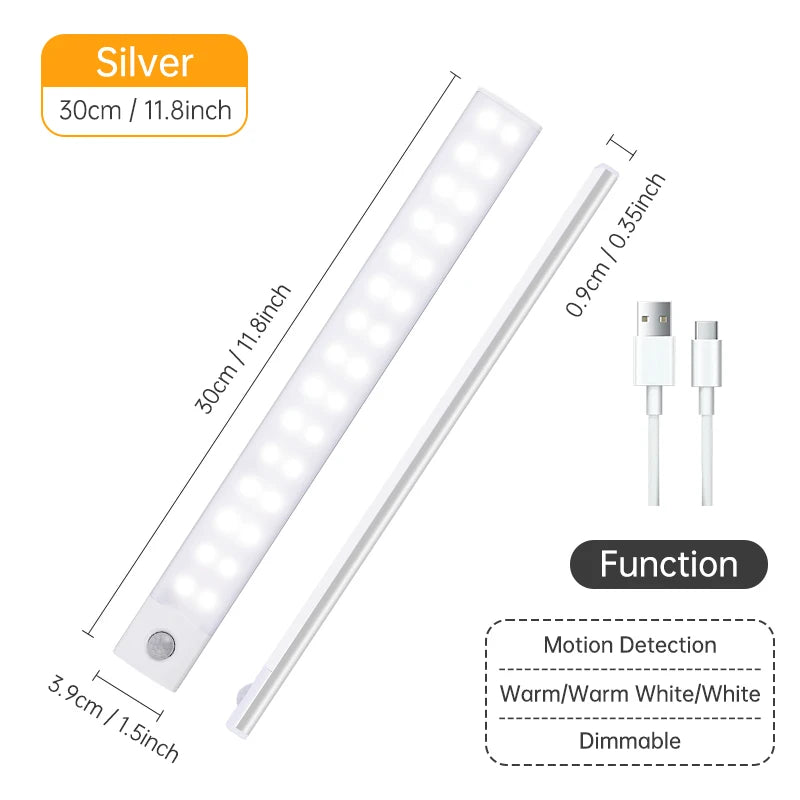 Magnetic LED Under-Cabinet Light with Motion Sensor | USB Rechargeable
