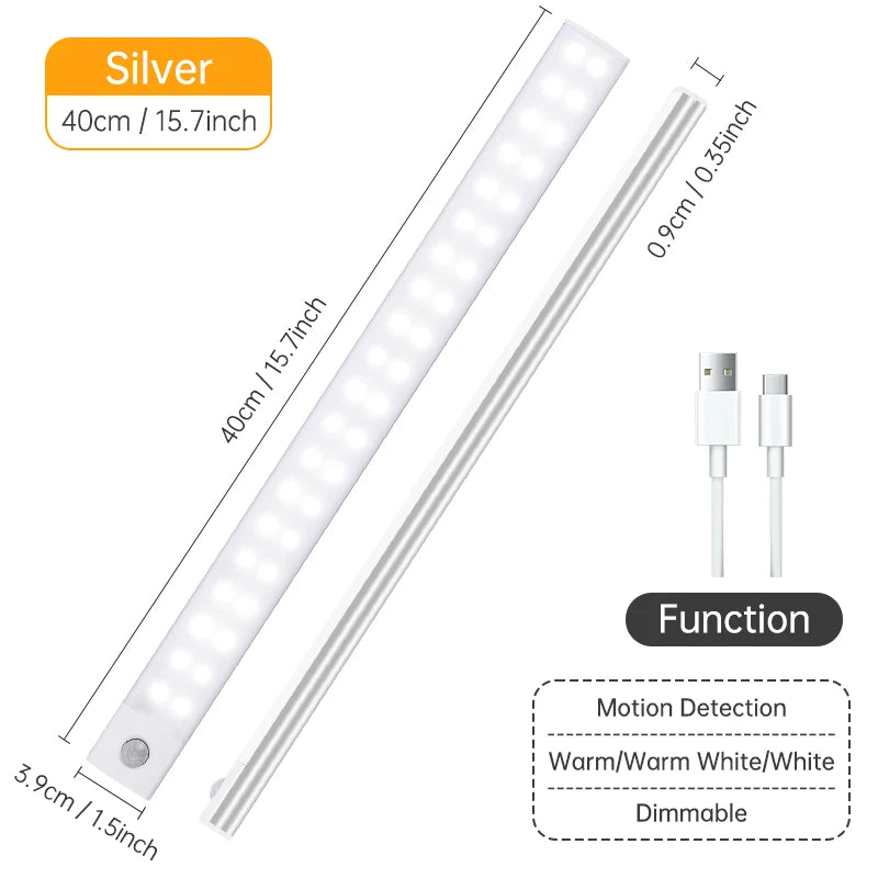 Magnetic LED Under-Cabinet Light with Motion Sensor | USB Rechargeable
