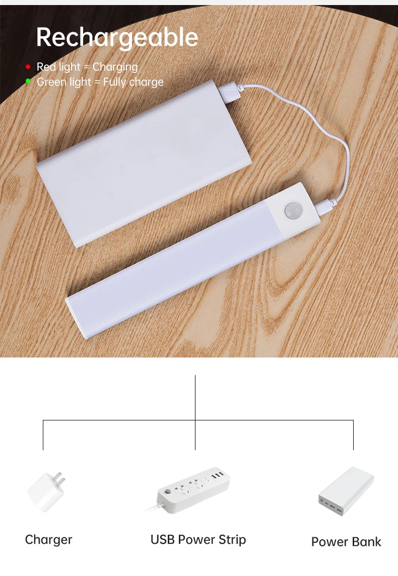 Magnetic LED Under-Cabinet Light with Motion Sensor | USB Rechargeable