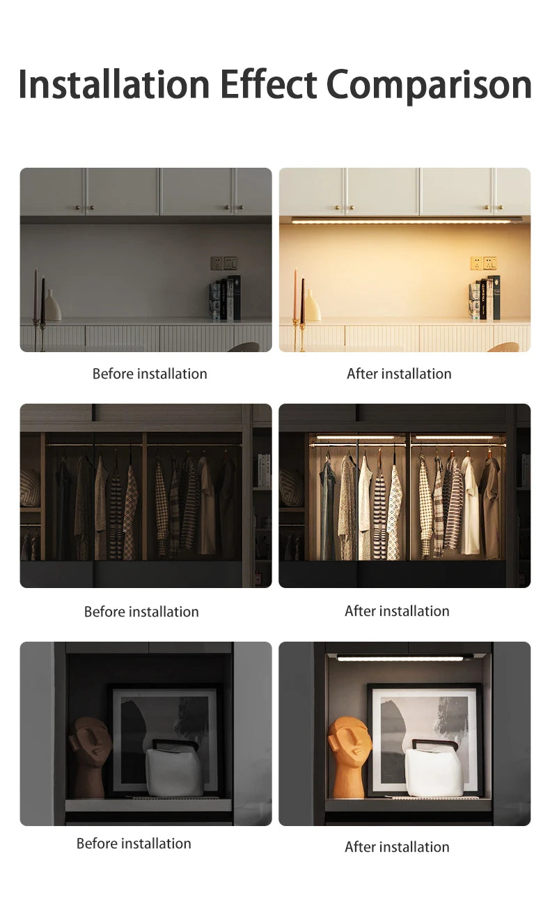 Magnetic LED Under-Cabinet Light with Motion Sensor | USB Rechargeable