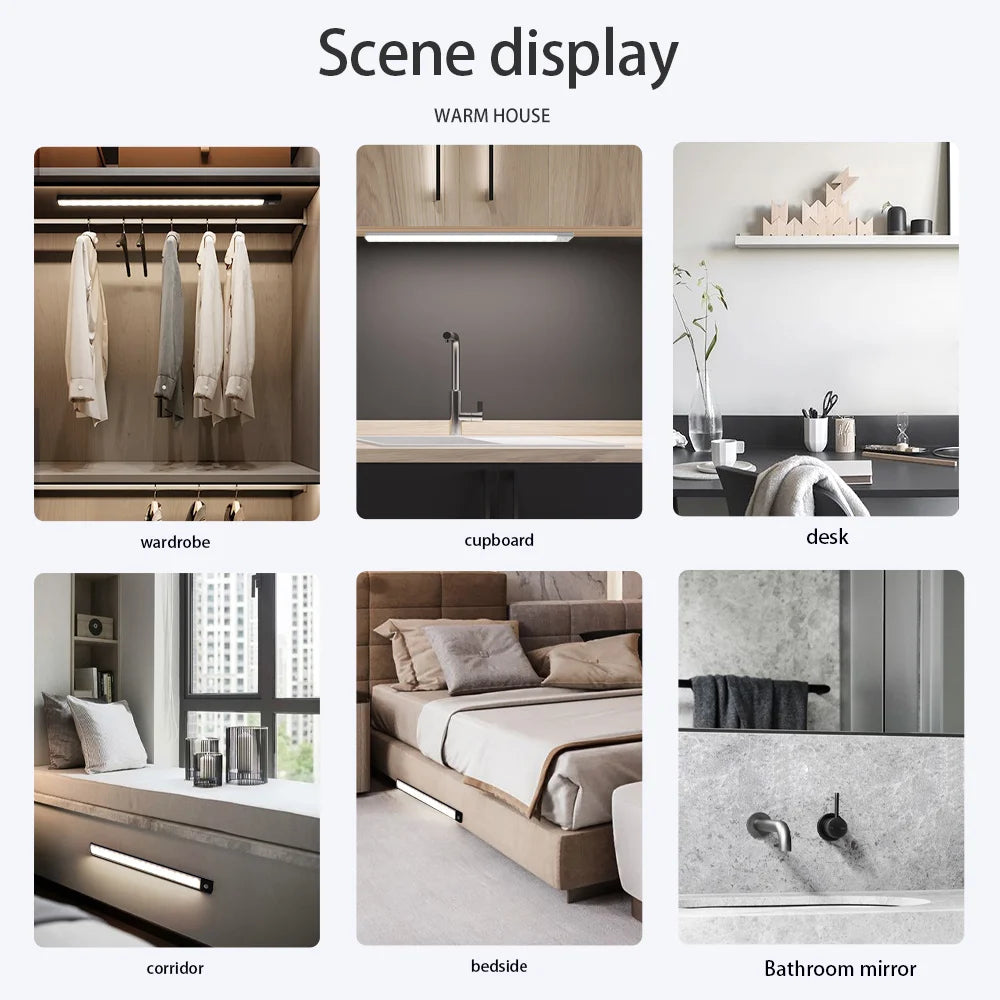 Magnetic LED Under-Cabinet Light with Motion Sensor | USB Rechargeable