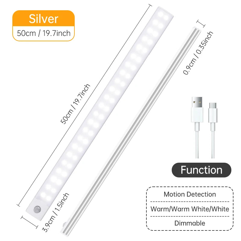 Magnetic LED Under-Cabinet Light with Motion Sensor | USB Rechargeable
