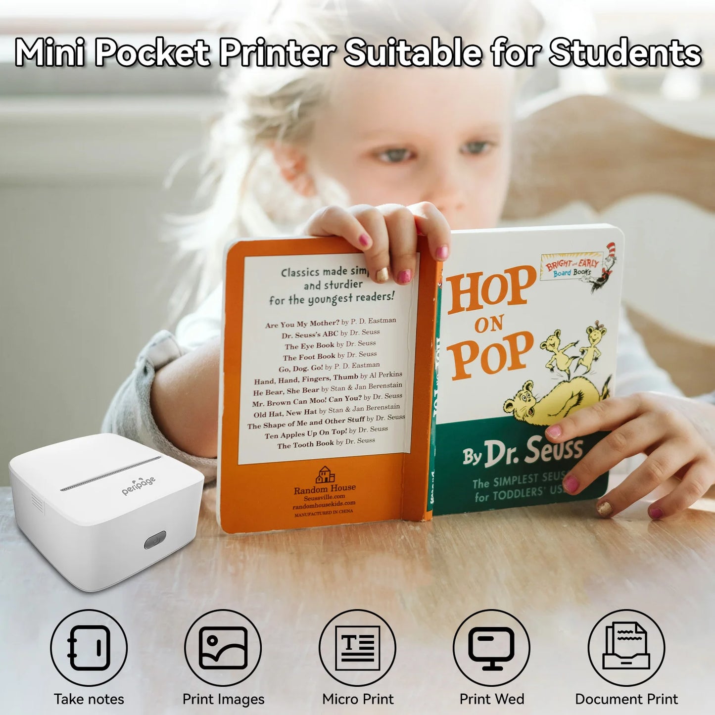 PeriPage Mini Printer, Small Photo Printer for Study Photos Notes,Thermal Sticker Printers Compatible with IOS/Android