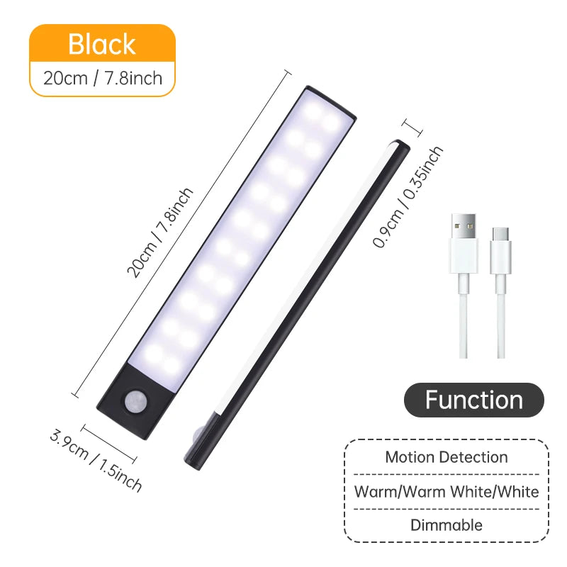 Magnetic LED Under-Cabinet Light with Motion Sensor | USB Rechargeable
