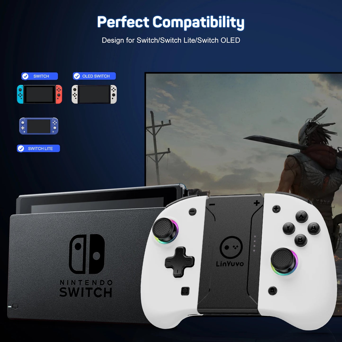 AyeBeau Wireless Controller for Nintendo Switch, OLED & Lite – Hall Effect Joysticks, Gyro, RGB