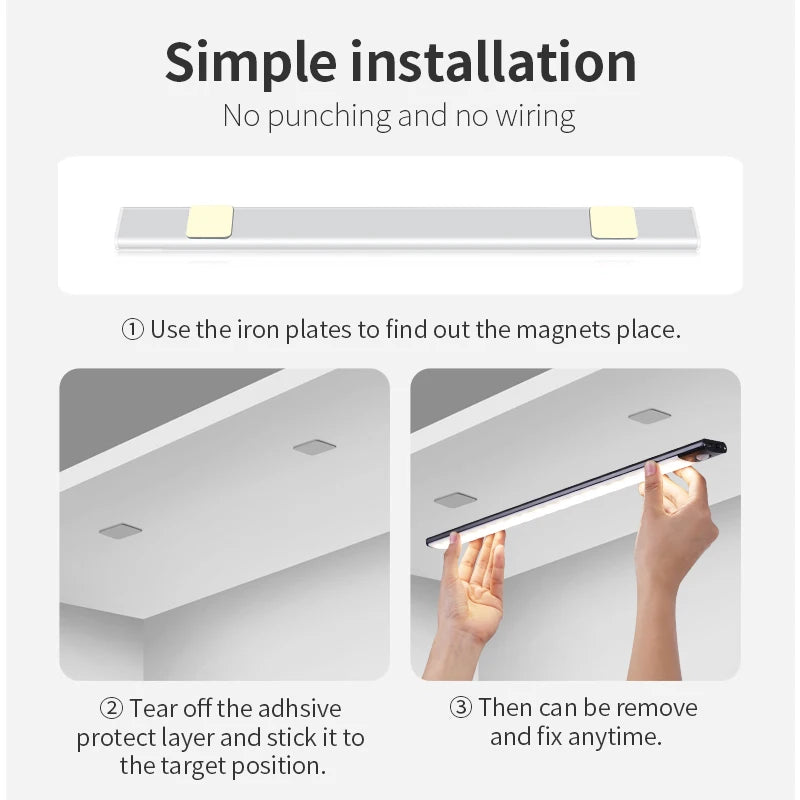 Magnetic LED Under-Cabinet Light with Motion Sensor | USB Rechargeable